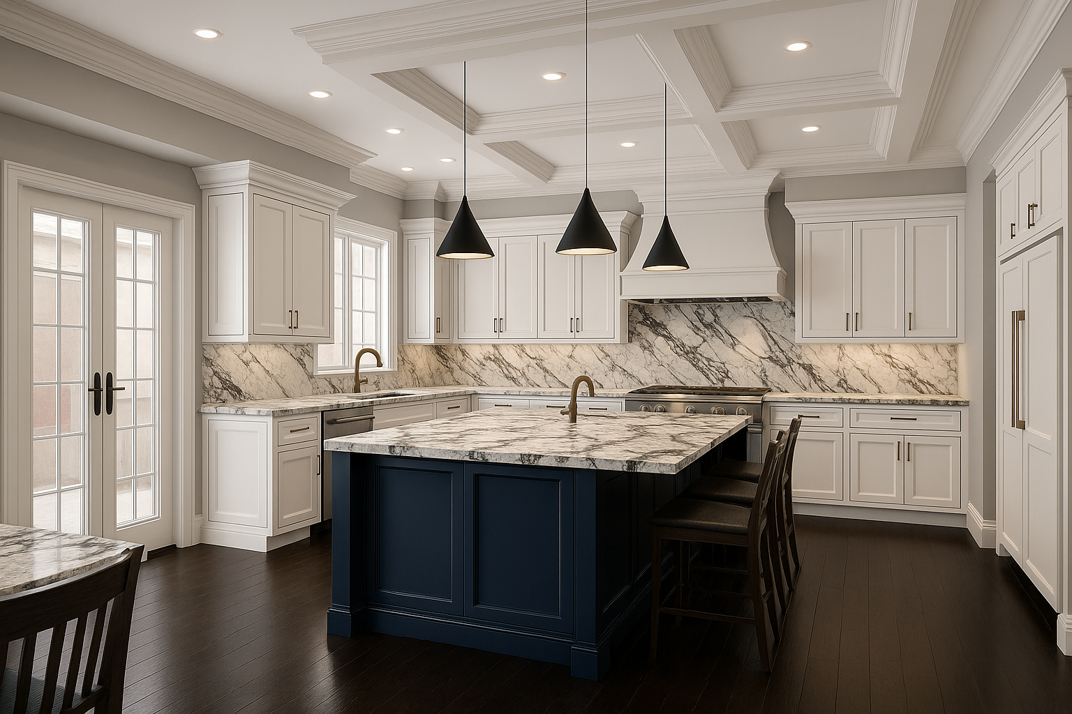 Luxury kitchen interior with built in appliances