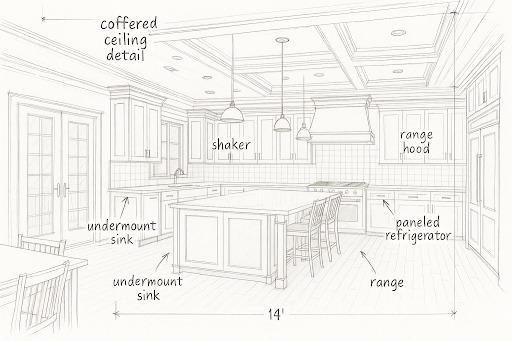 Modern kitchen sketch design