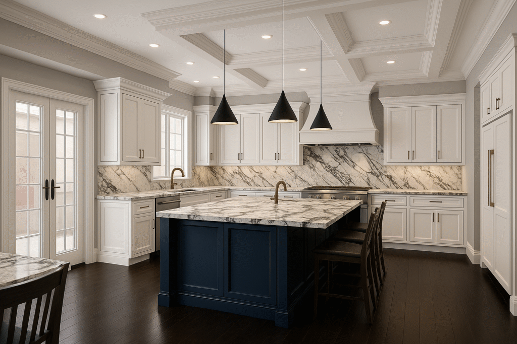 Luxury kitchen interior with built in appliances