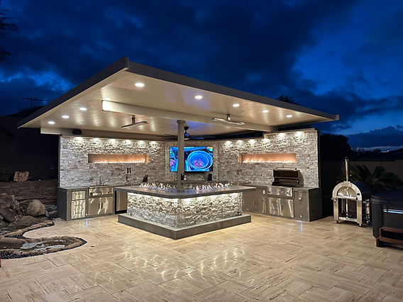 Premium outdoor kitchen with marble countertop