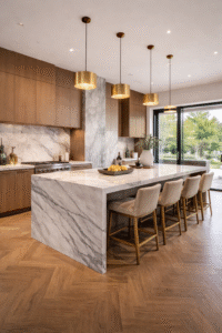 Modern indoor kitchen design with modular cabinet