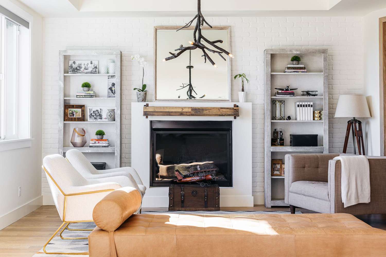 Modern house living room with sofa and TV wall unit