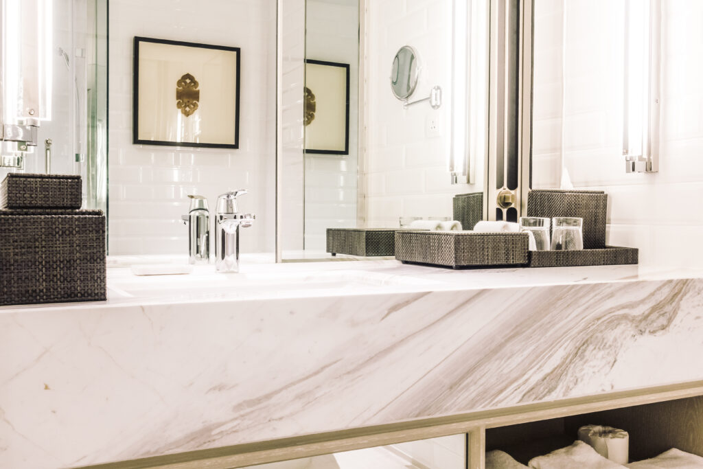 Elegant bathroom with marble countertop