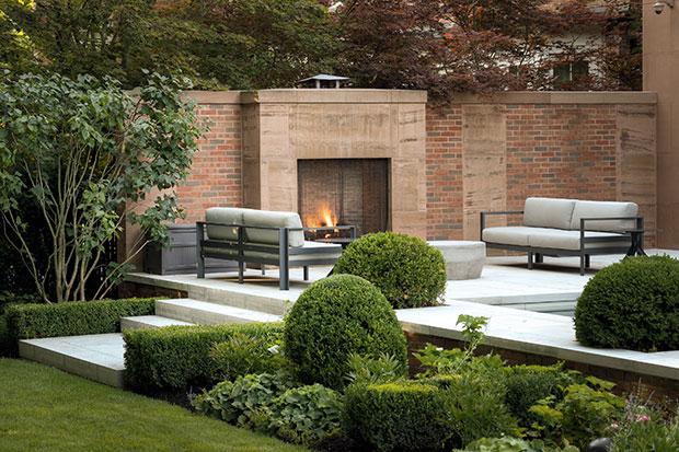 Terrace sitting design with plants and lighting